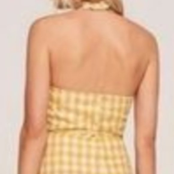 Vintage Reformation Yellow Gingham Halter Front Tie Dress Small 6 - Picture 6 of 6